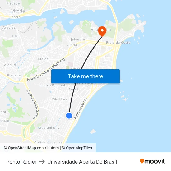 Ponto Radier to Universidade Aberta Do Brasil map