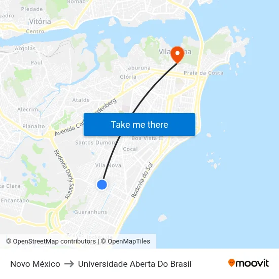 Novo México to Universidade Aberta Do Brasil map