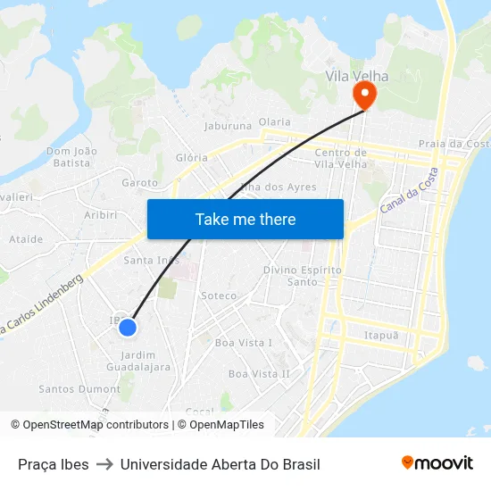 Praça Ibes to Universidade Aberta Do Brasil map