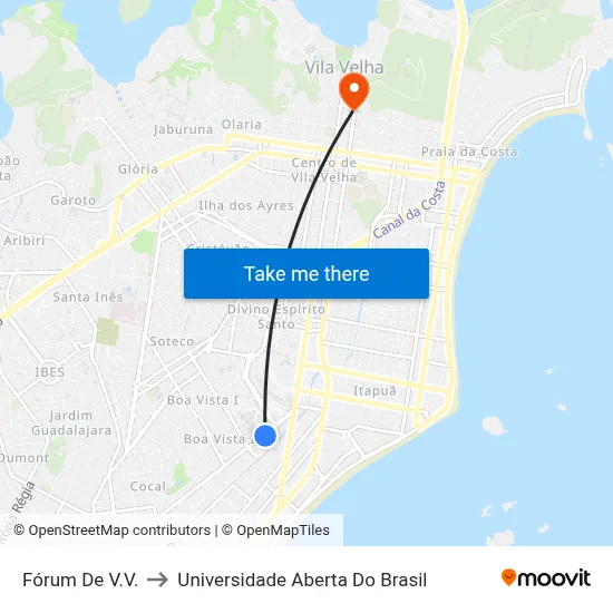 Fórum De V.V. to Universidade Aberta Do Brasil map