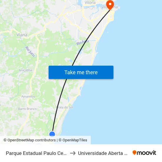 Parque Estadual Paulo Cesar Vinha to Universidade Aberta Do Brasil map