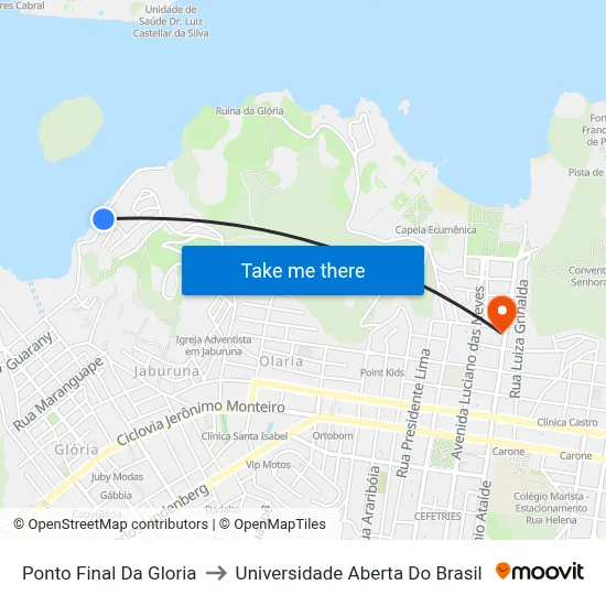 Ponto Final Da Gloria to Universidade Aberta Do Brasil map