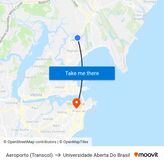 Aeroporto (Transcol) to Universidade Aberta Do Brasil map