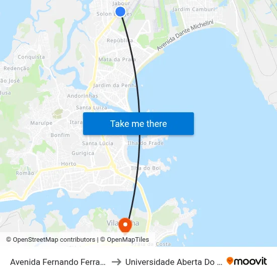 Avenida Fernando Ferrari, 792 to Universidade Aberta Do Brasil map