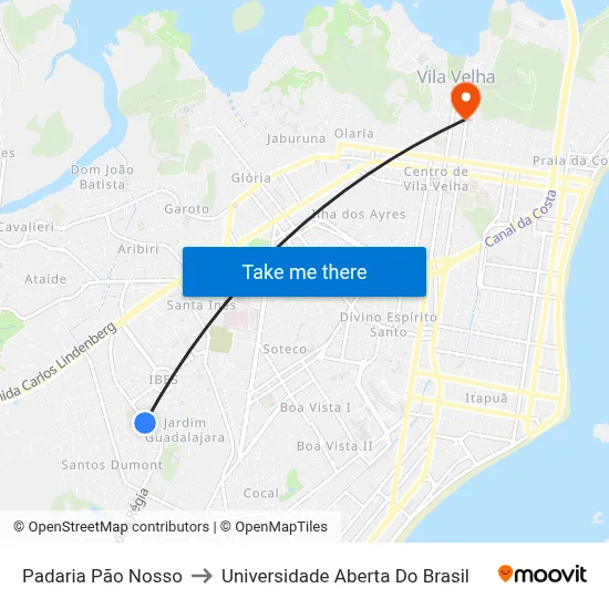 Padaria Pão Nosso to Universidade Aberta Do Brasil map