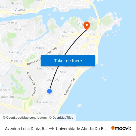 Avenida Leila Diniz, 561 to Universidade Aberta Do Brasil map