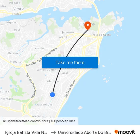 Igreja Batista Vida Nova to Universidade Aberta Do Brasil map
