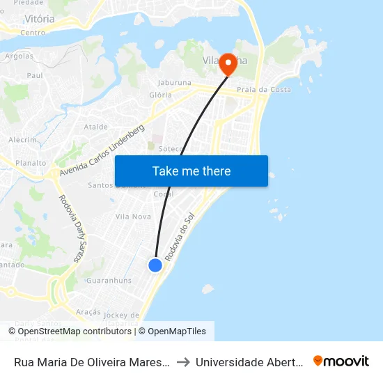 Rua Maria De Oliveira Maresguia, 363-465 to Universidade Aberta Do Brasil map