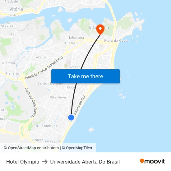 Hotel Olympia to Universidade Aberta Do Brasil map