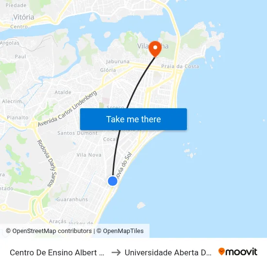 Centro De Ensino Albert Einstein to Universidade Aberta Do Brasil map