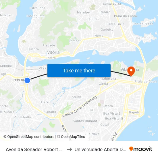 Avenida Senador Robert Kennedy to Universidade Aberta Do Brasil map