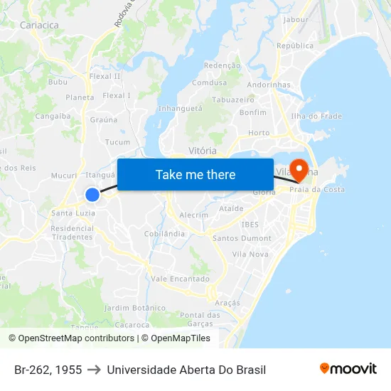 Br-262, 1955 to Universidade Aberta Do Brasil map
