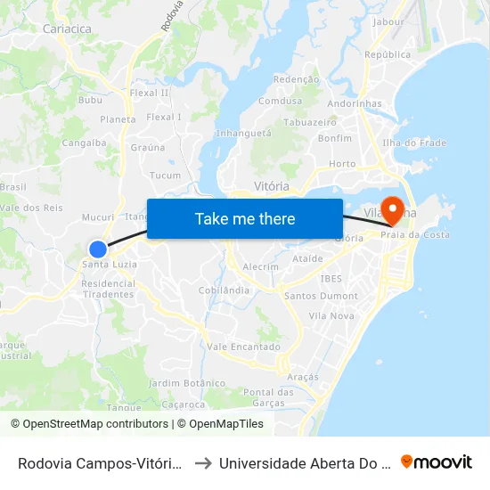Rodovia Campos-Vitória, 464 to Universidade Aberta Do Brasil map