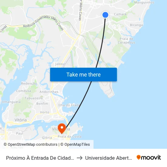 Próximo À Entrada De Cidade Continental to Universidade Aberta Do Brasil map