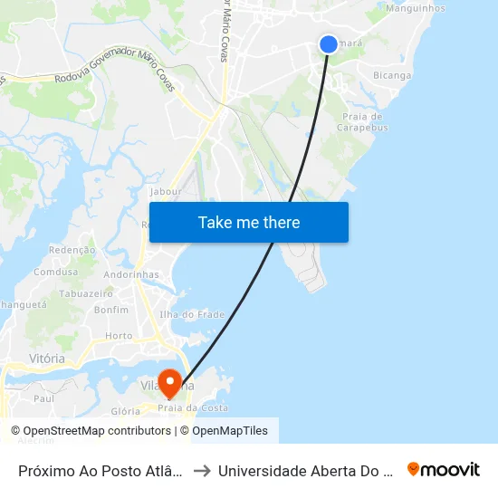 Próximo Ao Posto Atlântica to Universidade Aberta Do Brasil map