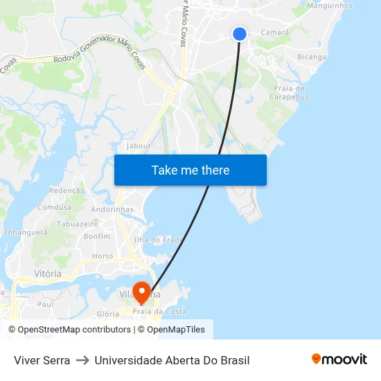 Viver Serra to Universidade Aberta Do Brasil map