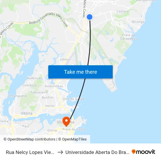 Rua Nelcy Lopes Vieira to Universidade Aberta Do Brasil map