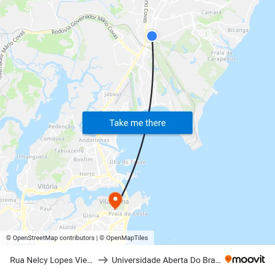 Rua Nelcy Lopes Vieira to Universidade Aberta Do Brasil map