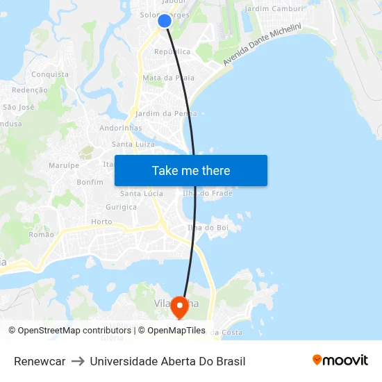 Renewcar to Universidade Aberta Do Brasil map