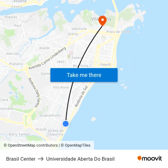 Brasil Center to Universidade Aberta Do Brasil map