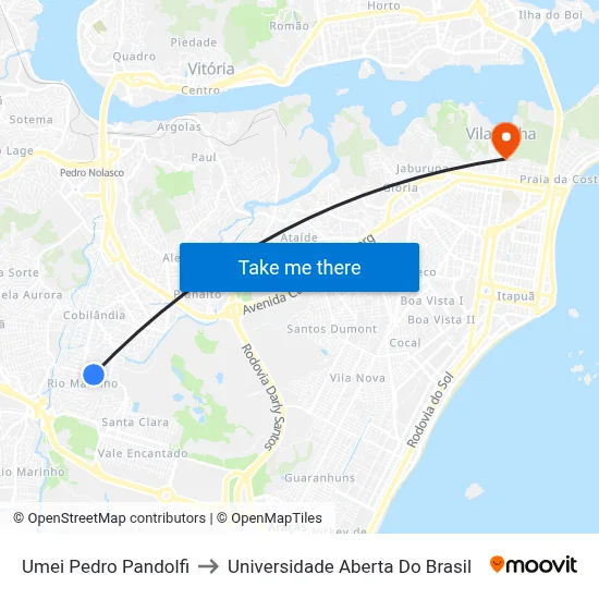Umei Pedro Pandolfi to Universidade Aberta Do Brasil map