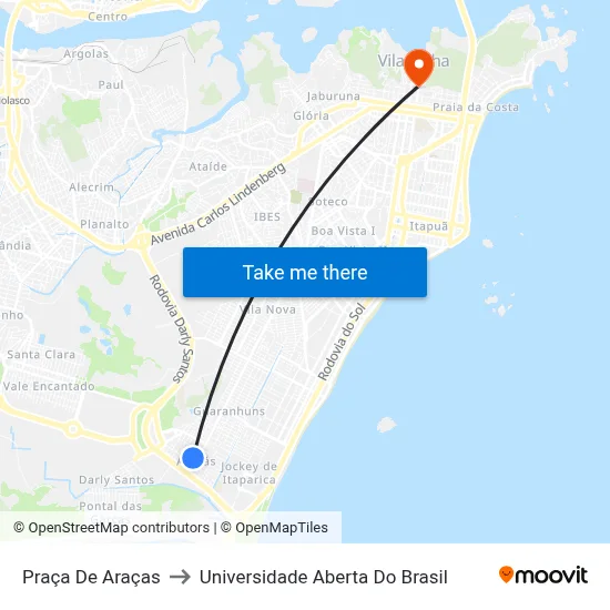 Praça De Araças to Universidade Aberta Do Brasil map