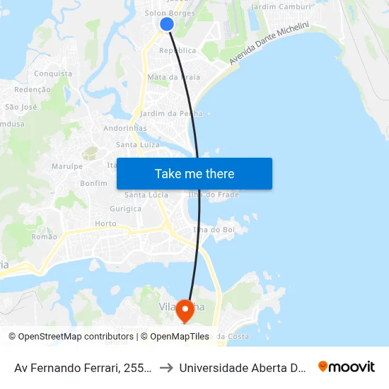Av Fernando Ferrari, 2552-2818 to Universidade Aberta Do Brasil map