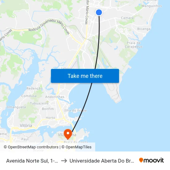 Avenida Norte Sul, 1-29 to Universidade Aberta Do Brasil map