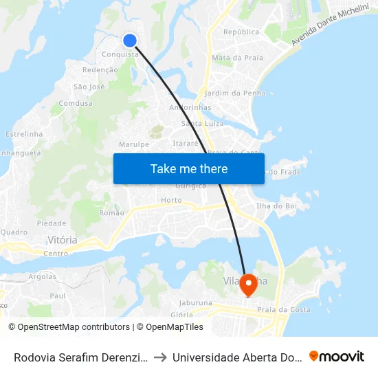 Rodovia Serafim Derenzi, 6965 to Universidade Aberta Do Brasil map