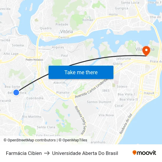 Farmácia Cibien to Universidade Aberta Do Brasil map