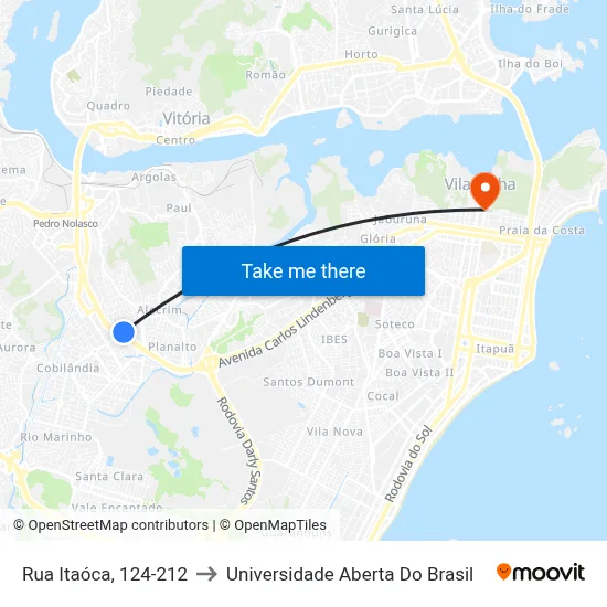 Rua Itaóca, 124-212 to Universidade Aberta Do Brasil map