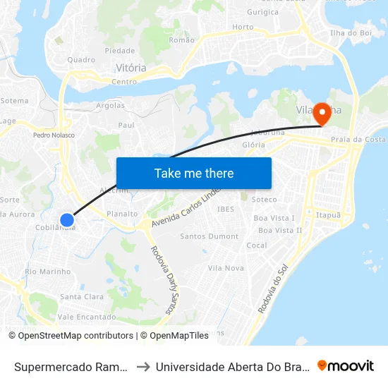 Supermercado Ramos to Universidade Aberta Do Brasil map