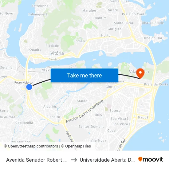 Avenida Senador Robert Kennedy to Universidade Aberta Do Brasil map
