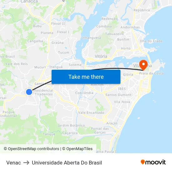 Venac to Universidade Aberta Do Brasil map