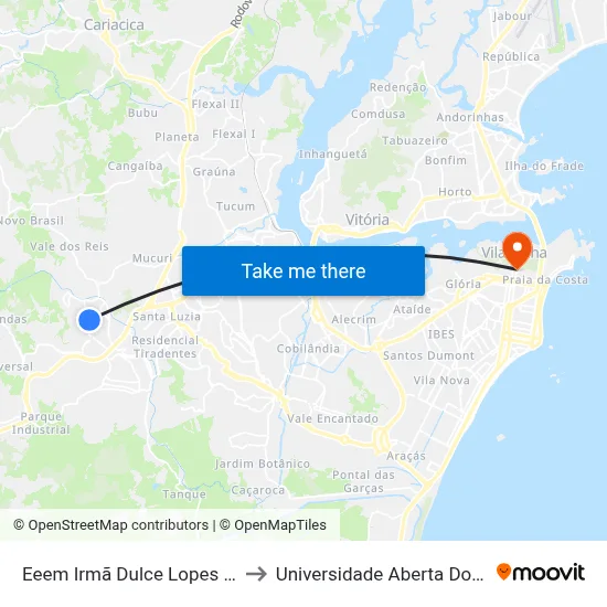 Eeem Irmã Dulce Lopes Ponte to Universidade Aberta Do Brasil map