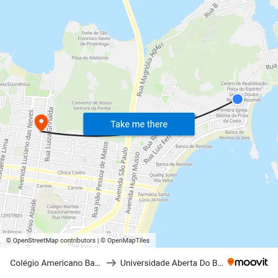 Colégio Americano Batista to Universidade Aberta Do Brasil map