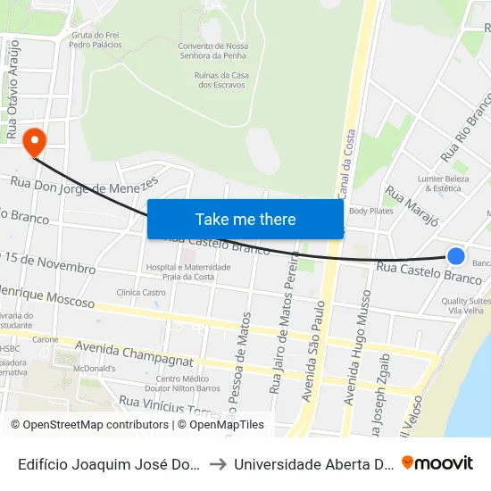 Edifício Joaquim José Dos Santos to Universidade Aberta Do Brasil map