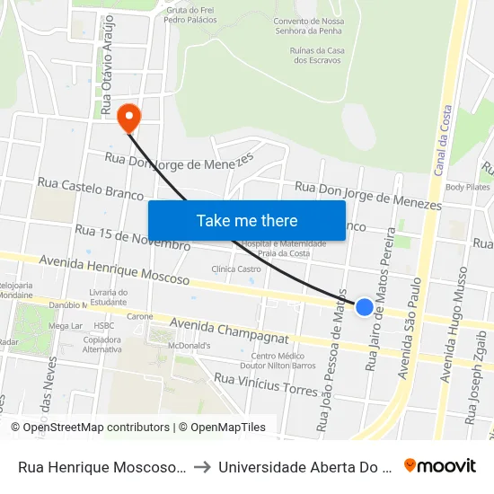 Rua Henrique Moscoso, 416 to Universidade Aberta Do Brasil map