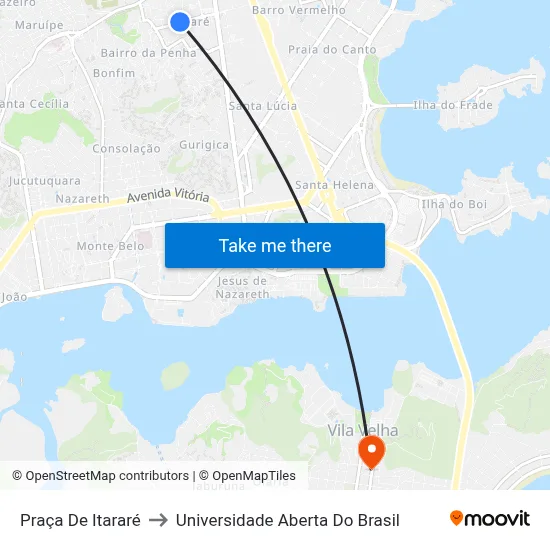 Praça De Itararé to Universidade Aberta Do Brasil map