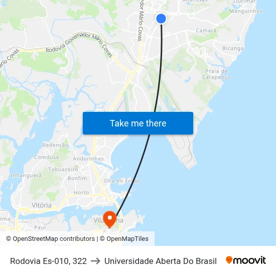 Rodovia Es-010, 322 to Universidade Aberta Do Brasil map
