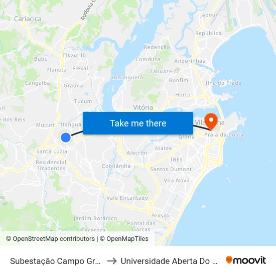 Subestação Campo Grande to Universidade Aberta Do Brasil map