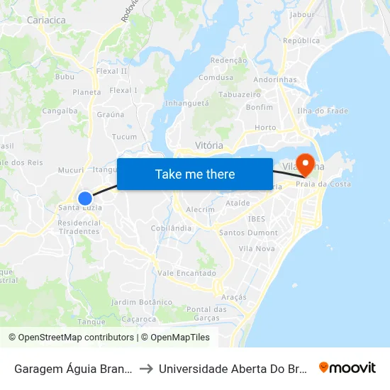 Garagem Águia Branca to Universidade Aberta Do Brasil map