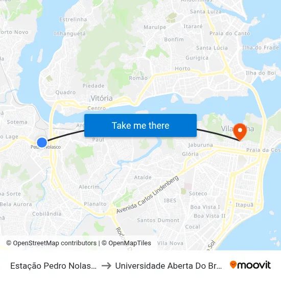 Estação Pedro Nolasco to Universidade Aberta Do Brasil map