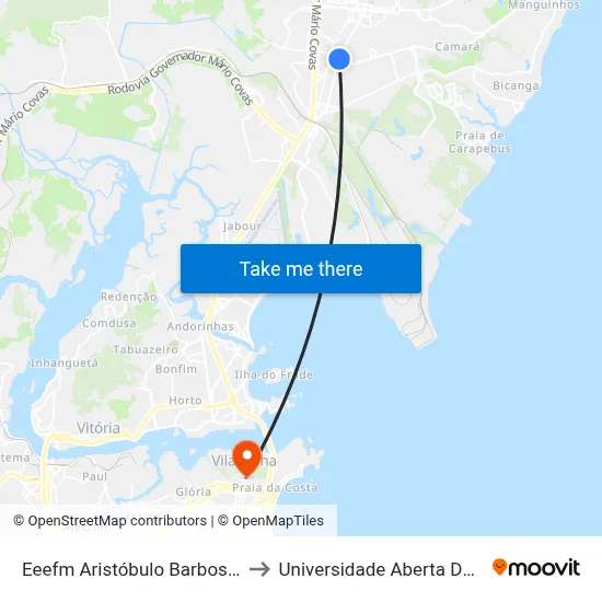 Eeefm Aristóbulo Barbosa Leão to Universidade Aberta Do Brasil map