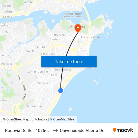 Rodovia Do Sol, 1076-1309 to Universidade Aberta Do Brasil map