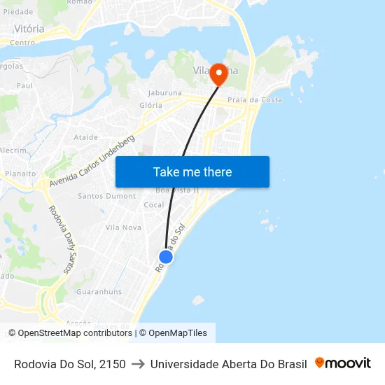 Rodovia Do Sol, 2150 to Universidade Aberta Do Brasil map