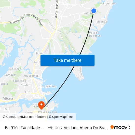 Es-010 | Faculdade Ucl to Universidade Aberta Do Brasil map
