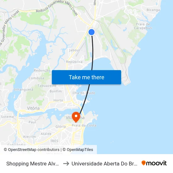 Shopping Mestre Alvaro to Universidade Aberta Do Brasil map