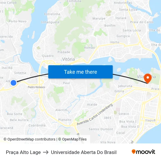 Praça Alto Lage to Universidade Aberta Do Brasil map