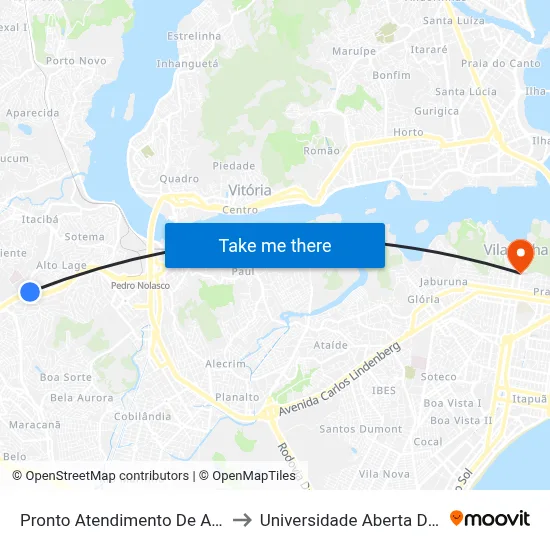 Pronto Atendimento De Alto Lage to Universidade Aberta Do Brasil map